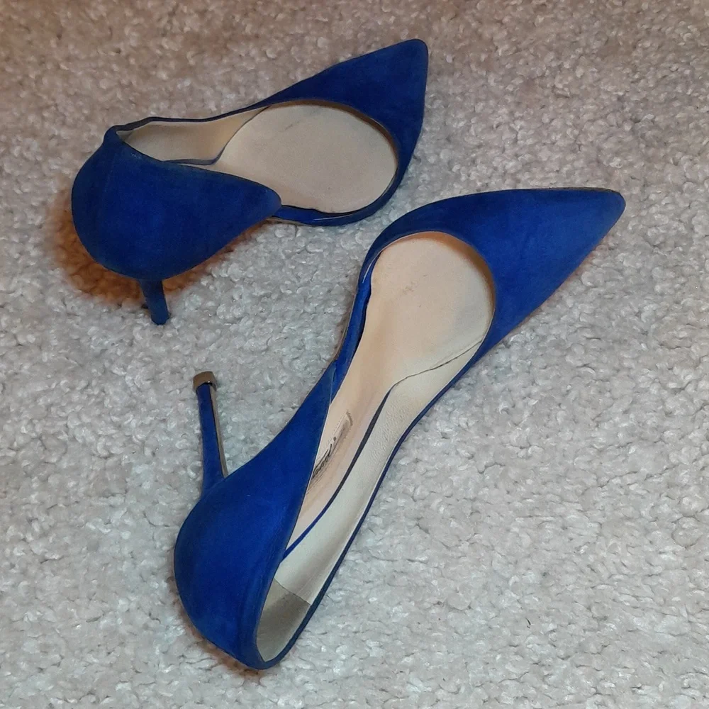 BRAIN ATWOOD BLUE Suede D Orsay Pumps Size 39.5 Euro - Picture 17 of 17